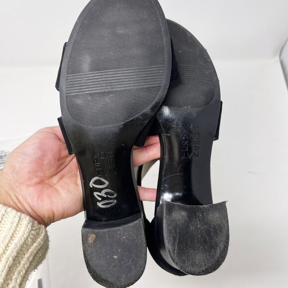 Naturalizer Womens 6.5 Black Faux Suede Alexa Strappy Sandal Chunky Block Heel - Picture 12 of 13